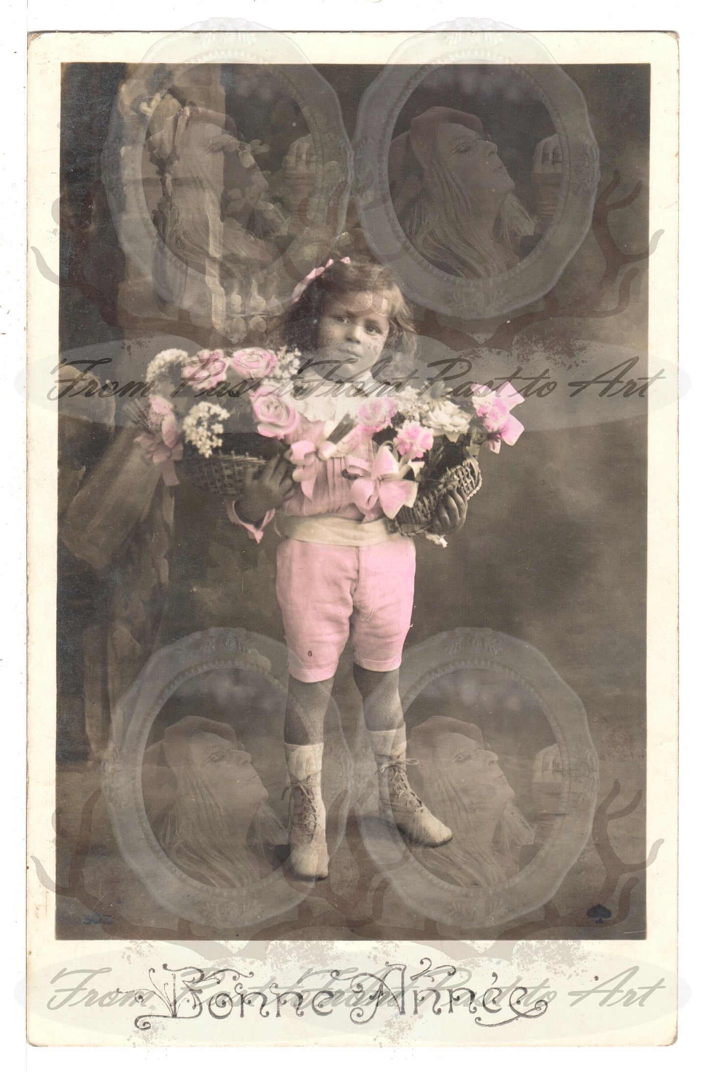x 8 Authentic Vintage French Postcards - Handwritten Antique - Happy New Year- Holidays - Greetings- Children-600dpi Scans - Out of Collection of more than 400 postcards