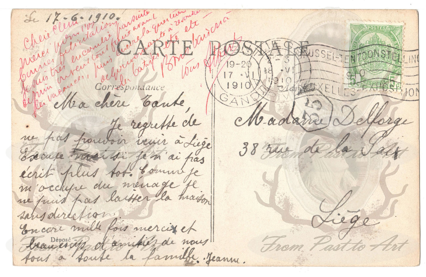 x 8 Authentic Vintage French Postcards - Handwritten Antique - Woman-Children - Edwardian-600dpi Scans - Out of Collection of more than 400 postcards