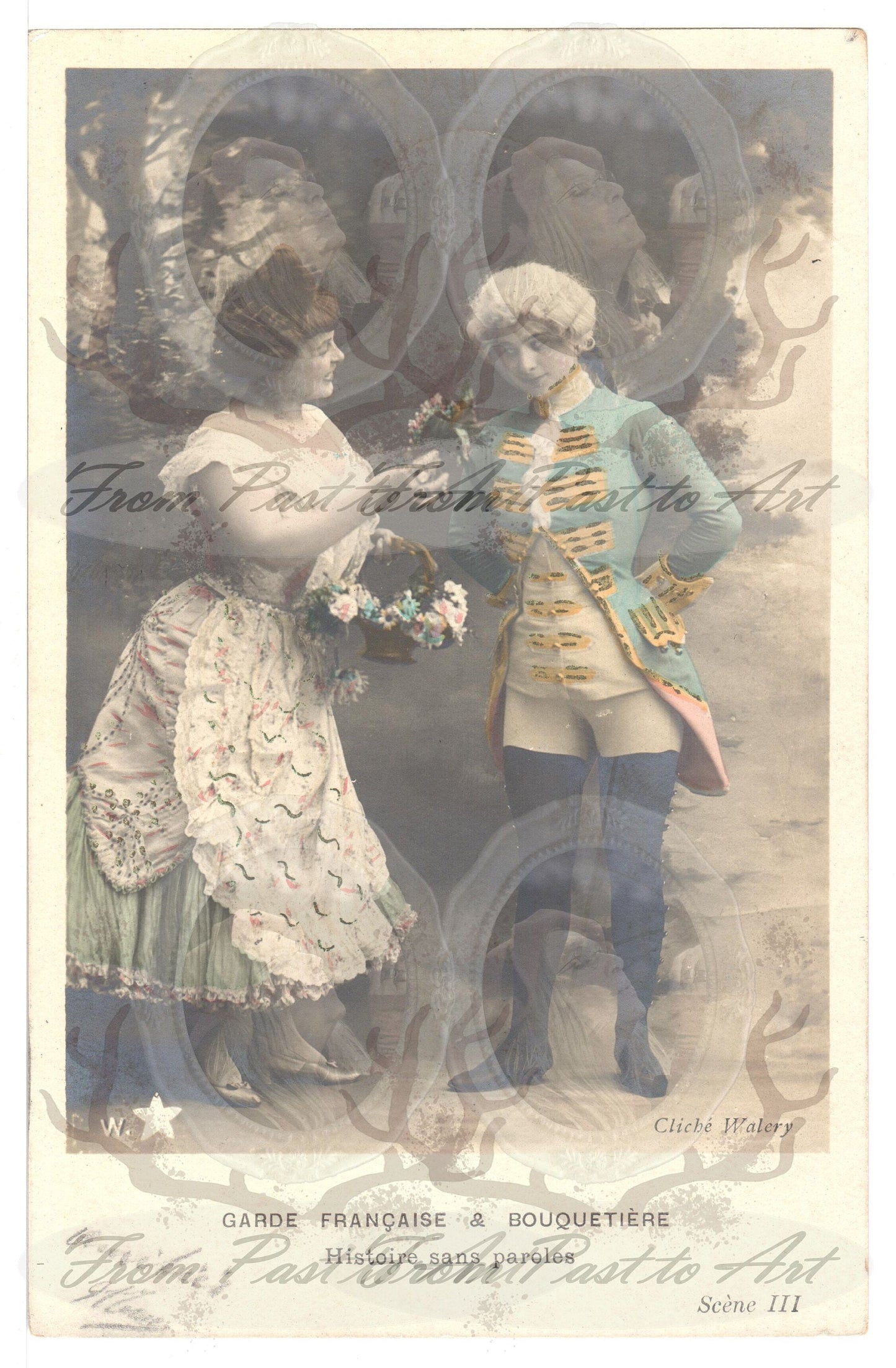 x 8 Authentic Vintage French Postcards - Handwritten Antique - 2 Women- Love-Couples - 600dpi Scans - Out of Collection of more than 400 postcards