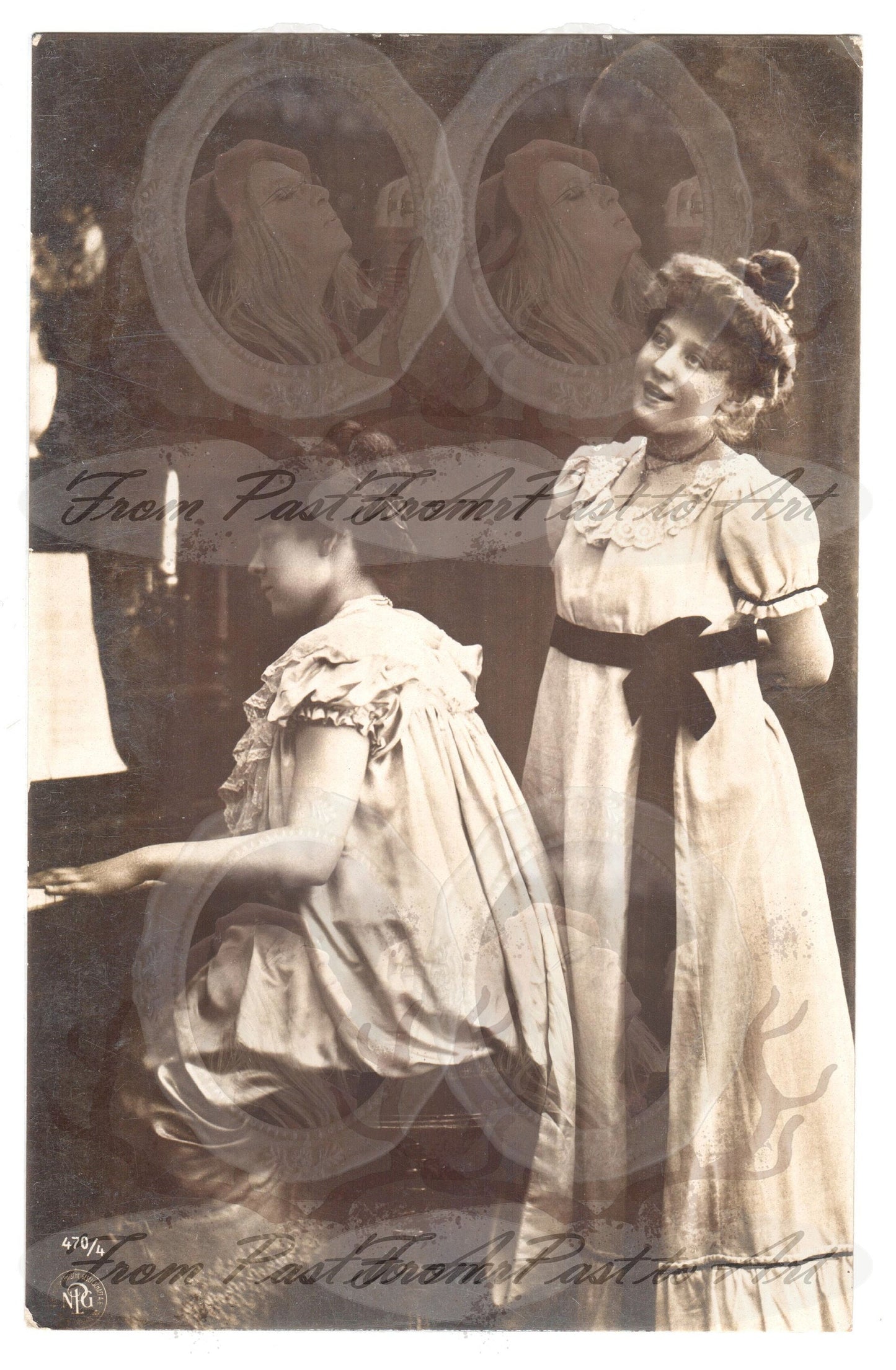 x 8 Authentic Vintage French Postcards - Handwritten Antique - 2 Women- Love-Couples - 600dpi Scans - Out of Collection of more than 400 postcards
