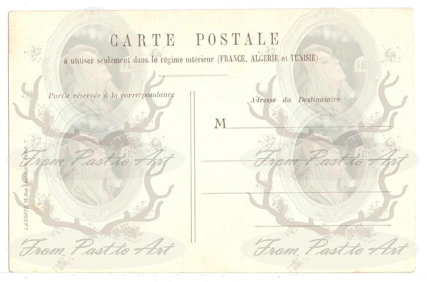 x 8 Authentic Vintage French Postcards - Handwritten Antique - 2 Women- Love-Couples - 600dpi Scans - Out of Collection of more than 400 postcards