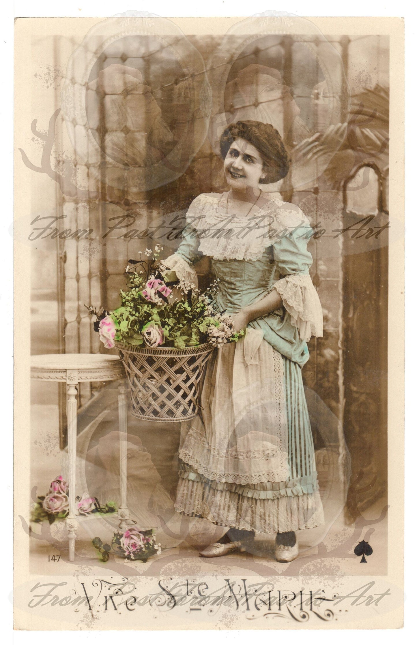 x 8 Authentic Vintage French Postcards - Handwritten Antique - Vive Sainte Marie- Jeanne d'Arc - Women- 600dpi Scans - Out of Collection of more than 400 postcards