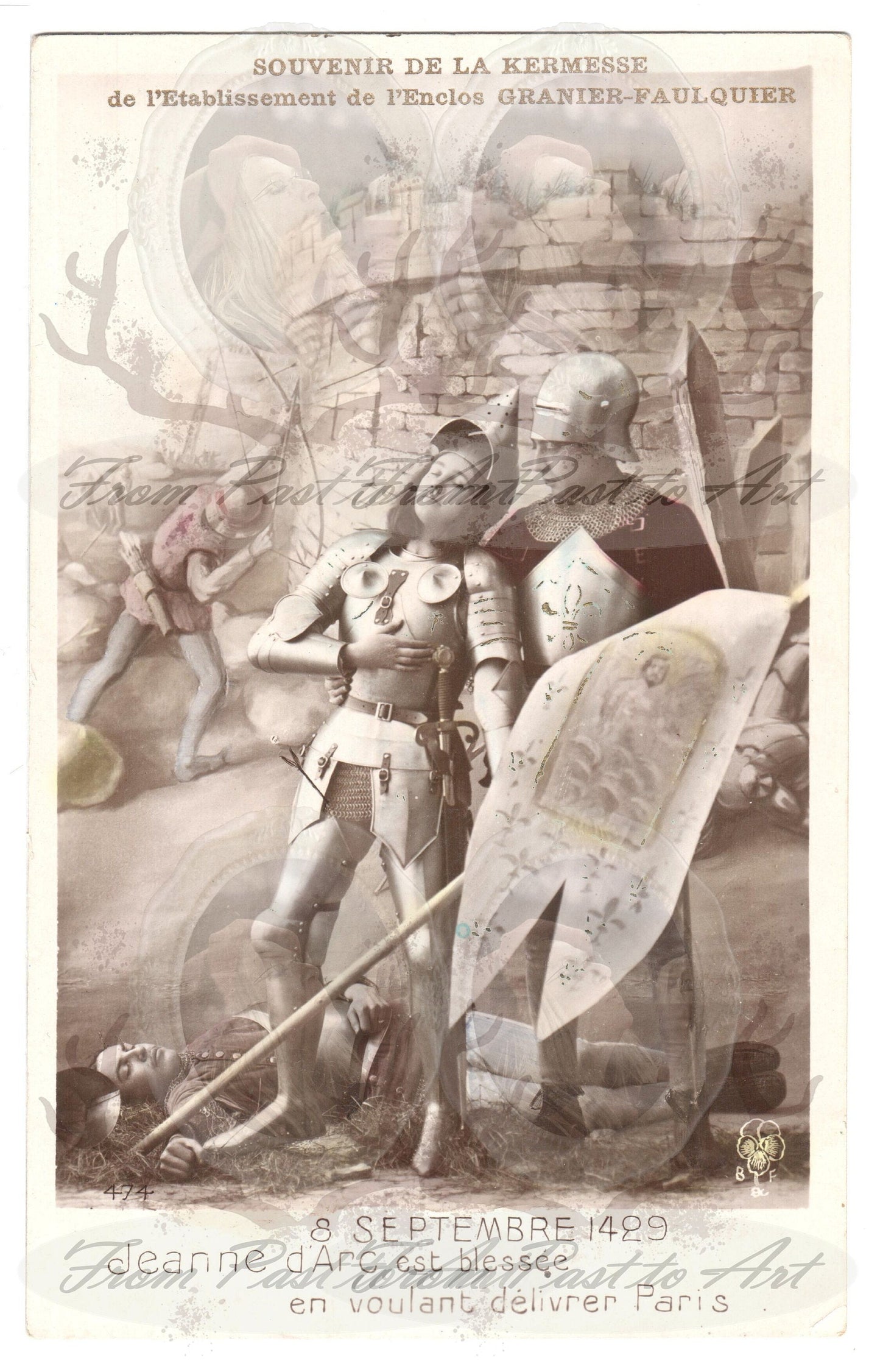 x 8 Authentic Vintage French Postcards - Handwritten Antique - Vive Sainte Marie- Jeanne d'Arc - Women- 600dpi Scans - Out of Collection of more than 400 postcards