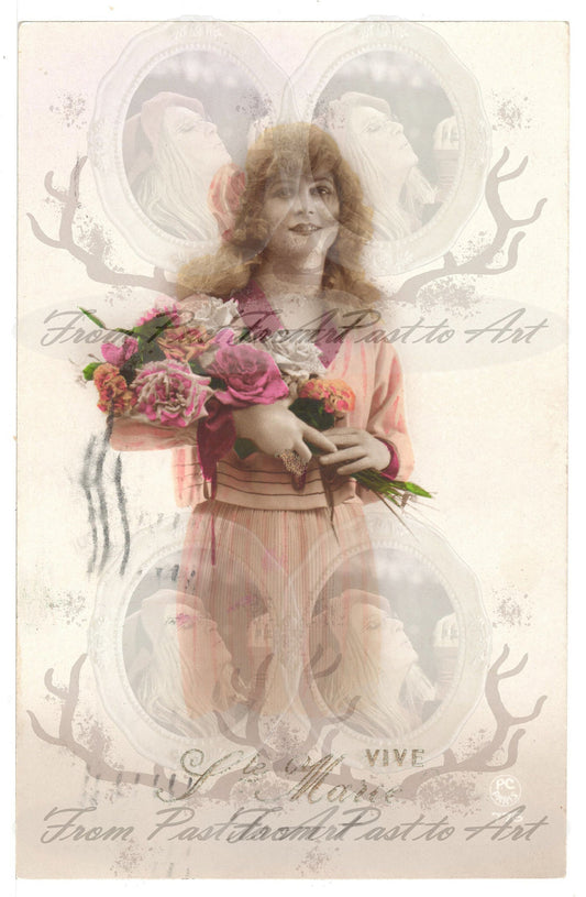 x 8 Authentic Vintage French Postcards - Handwritten Antique - Vive Sainte Marie- Jeanne d'Arc - Women- 600dpi Scans - Out of Collection of more than 400 postcards