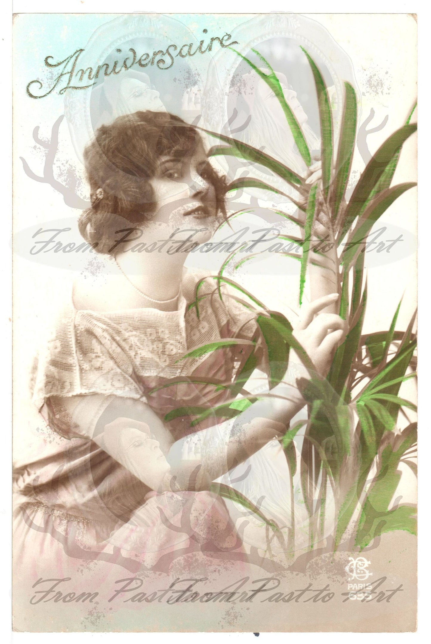 x 8 Authentic Vintage French Postcards - Handwritten Antique - Anniversary - Birthday- St: Catherine- 600dpi Scans - Out of Collection of more than 400 postcards