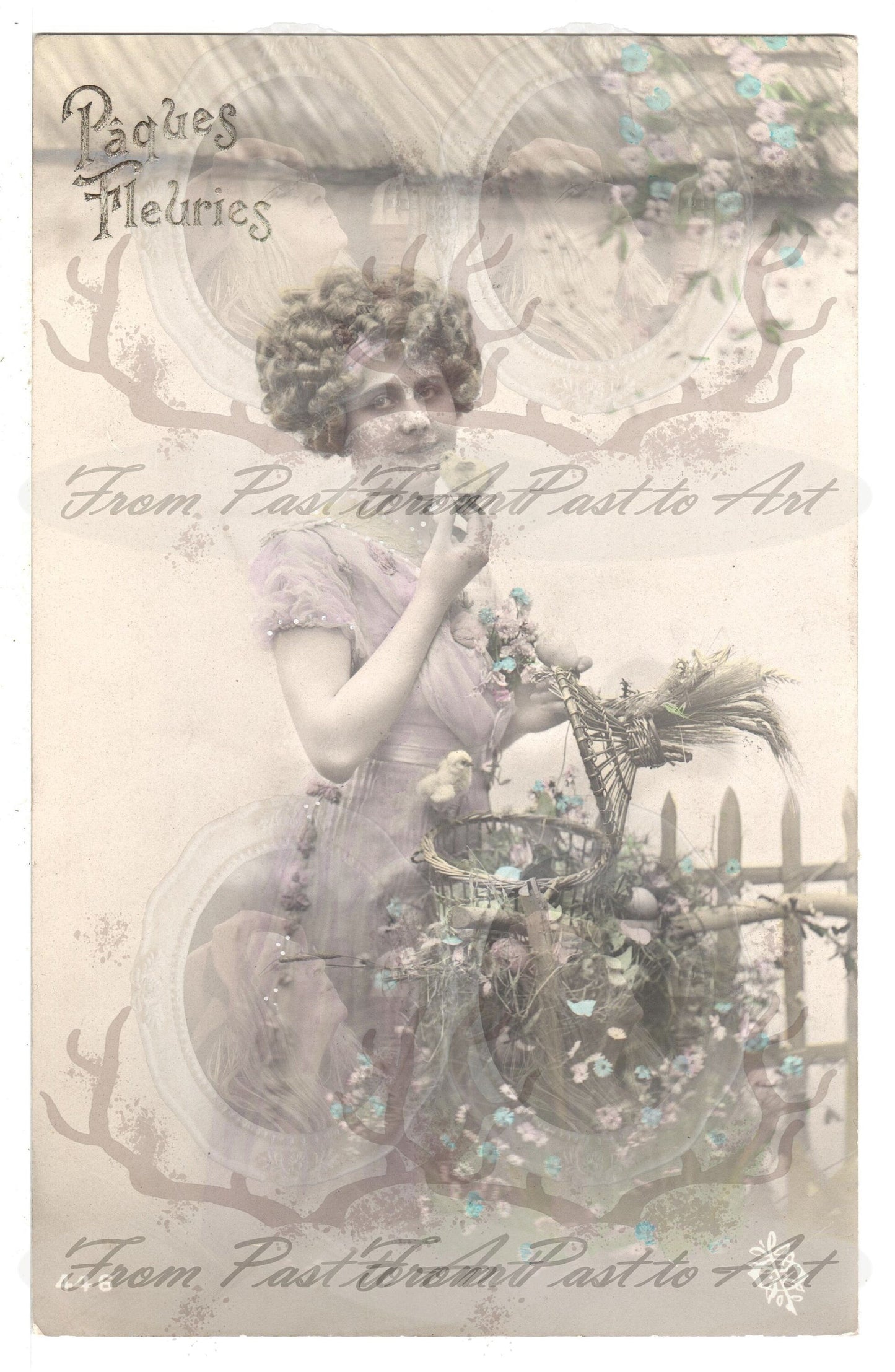 x 8 Authentic Vintage French Postcards - Handwritten Antique - Anniversary - Birthday- St: Catherine- 600dpi Scans - Out of Collection of more than 400 postcards