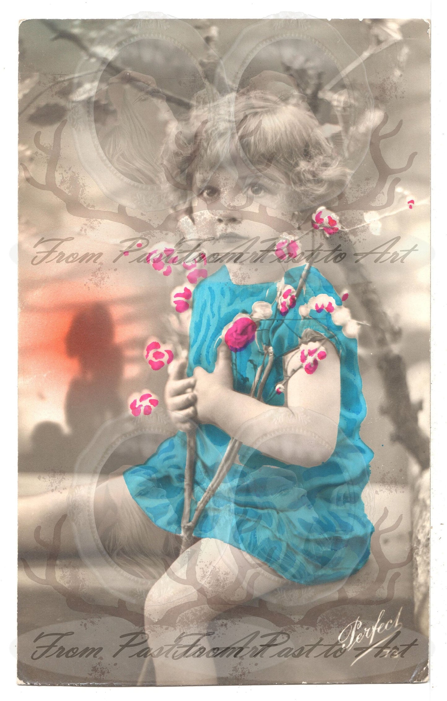 x 8 authentic vintage French postcards - Easter children 600dpi scans -Antique- Handwriiten-  Out of a collection of more than 400 postcards
