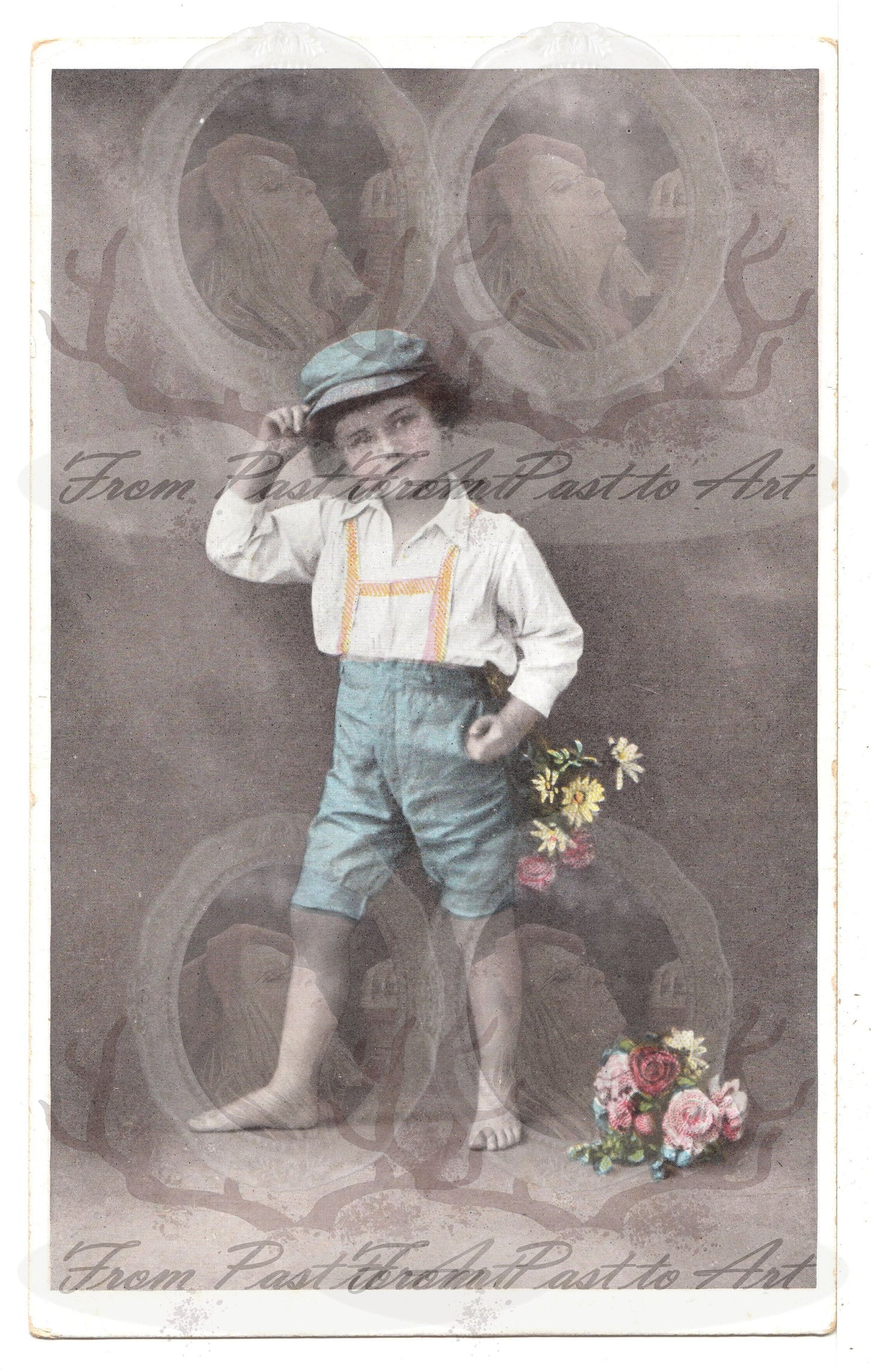 x 8 authentic vintage French postcards - Easter children 600dpi scans -Antique- Handwriiten-  Out of a collection of more than 400 postcards