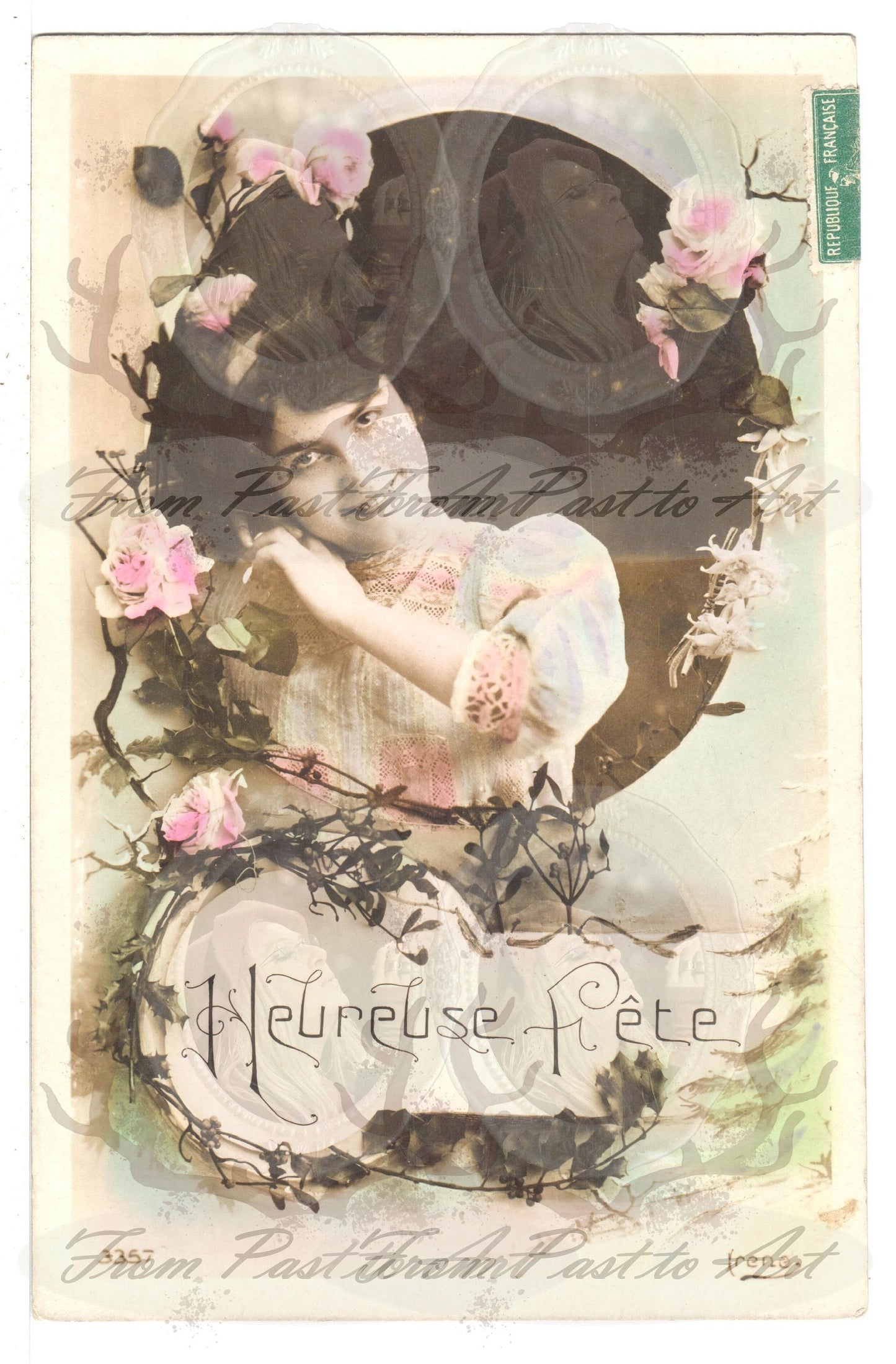 x 8 Authentic vintage French postcards - handwritten antique - Happy New Year- Holidays - Greetings-600dpi scans - Out of Collection of more than 400 postcards