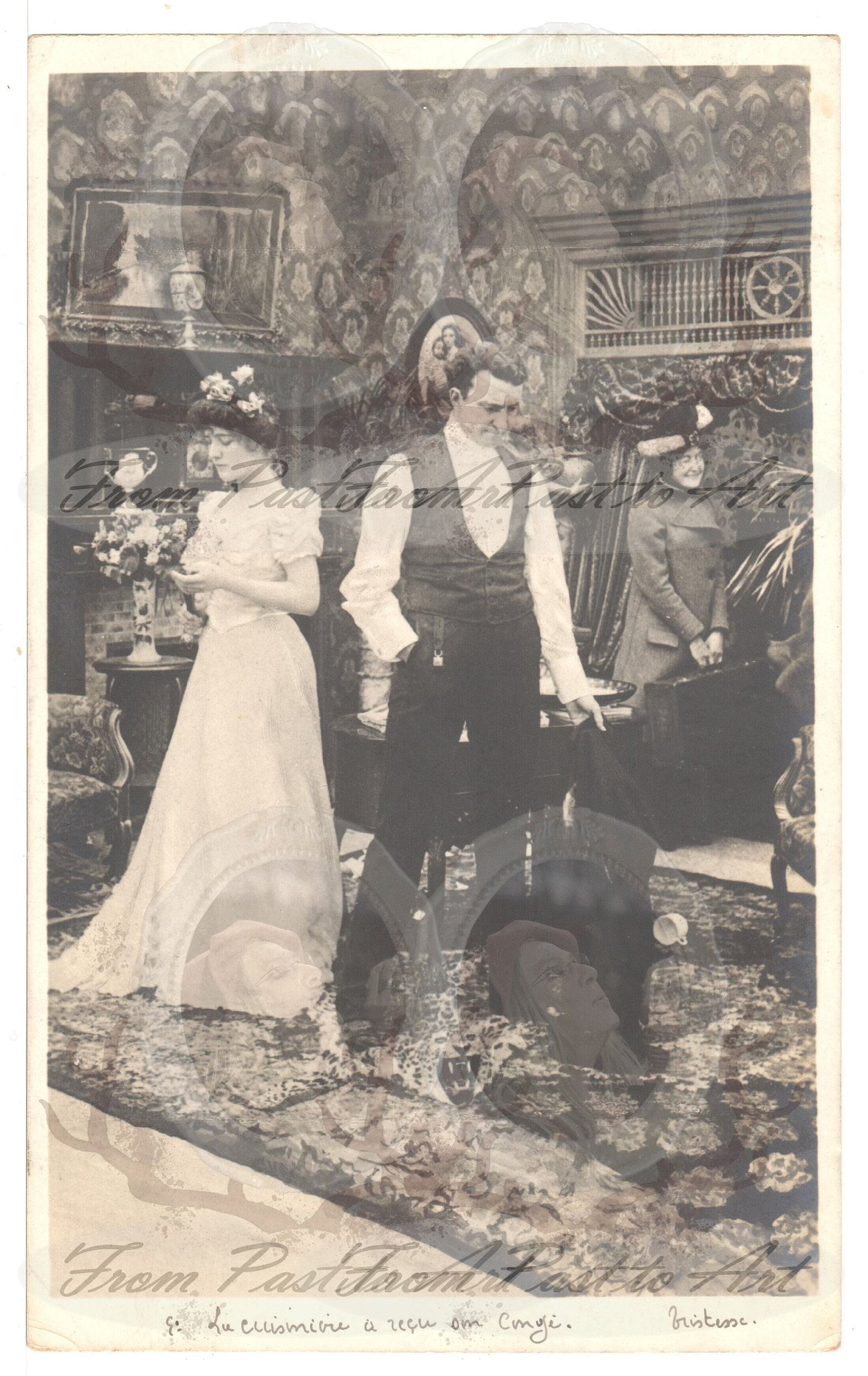 x 7 Authentic Vintage French Postcards - Handwritten Antique - Couple with baby - Occasions - Guests - Wishes 600dpi Scans - Out of Collection of more than 400 postcards