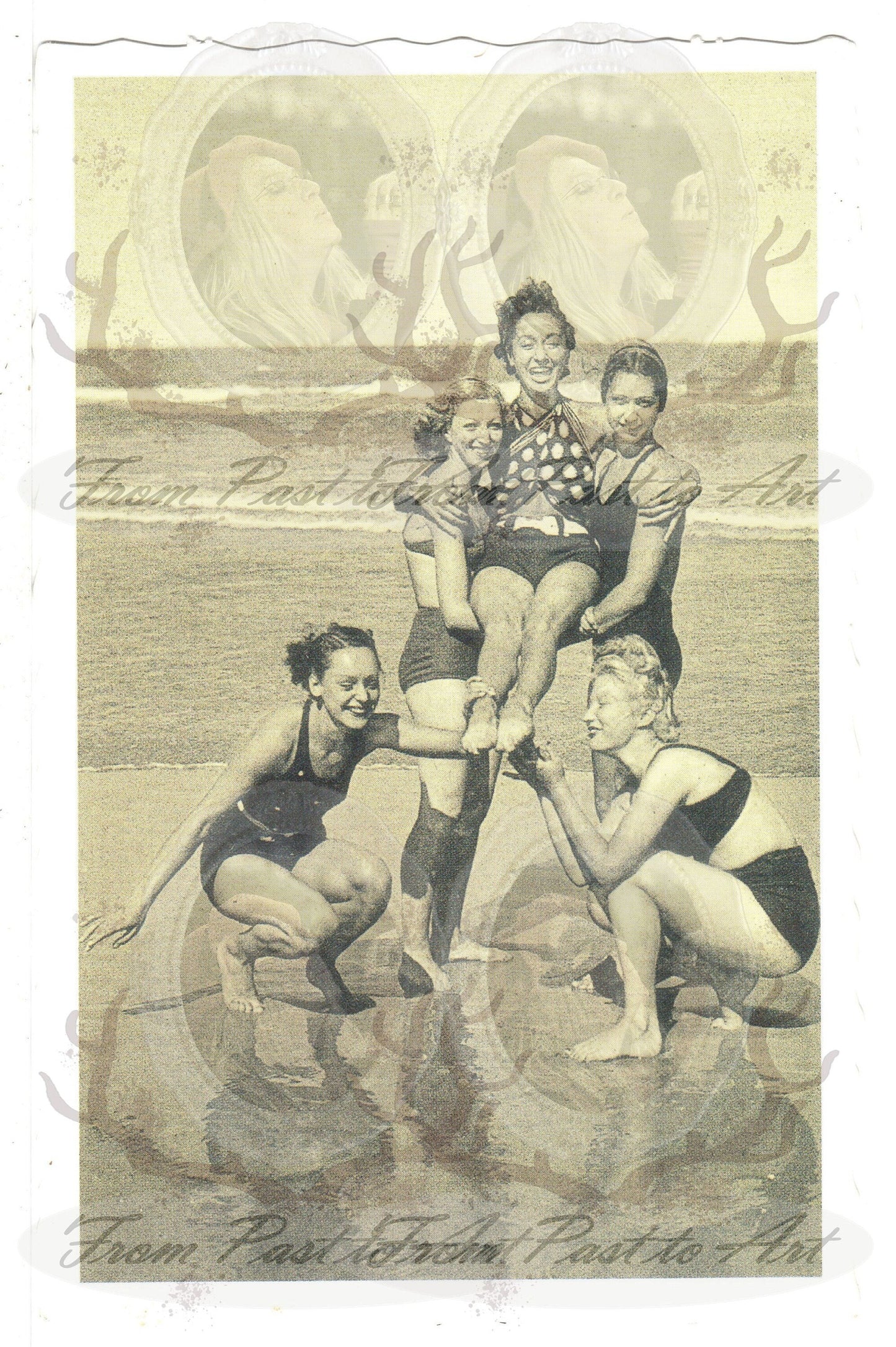 5 Authentic Vintage French Postcards - Handwritten Antique - Ansicht Brussels Dordogne Beach Clowns 600dpi Scans - Out of Collection of more than 400 postcards