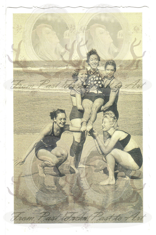 5 Authentic Vintage French Postcards - Handwritten Antique - Ansicht Brussels Dordogne Beach Clowns 600dpi Scans - Out of Collection of more than 400 postcards