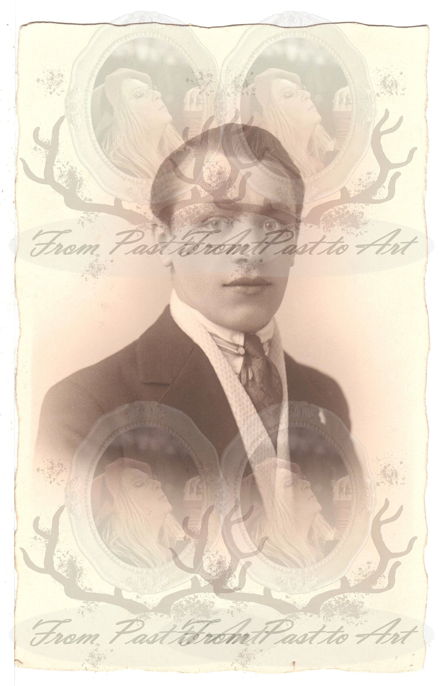 x 8 Authentic Vintage French Postcards - Unused and handwritten - 1 man Greetimgs Romance - 600dpi Scans - Out of Collection of more than 400 postcards