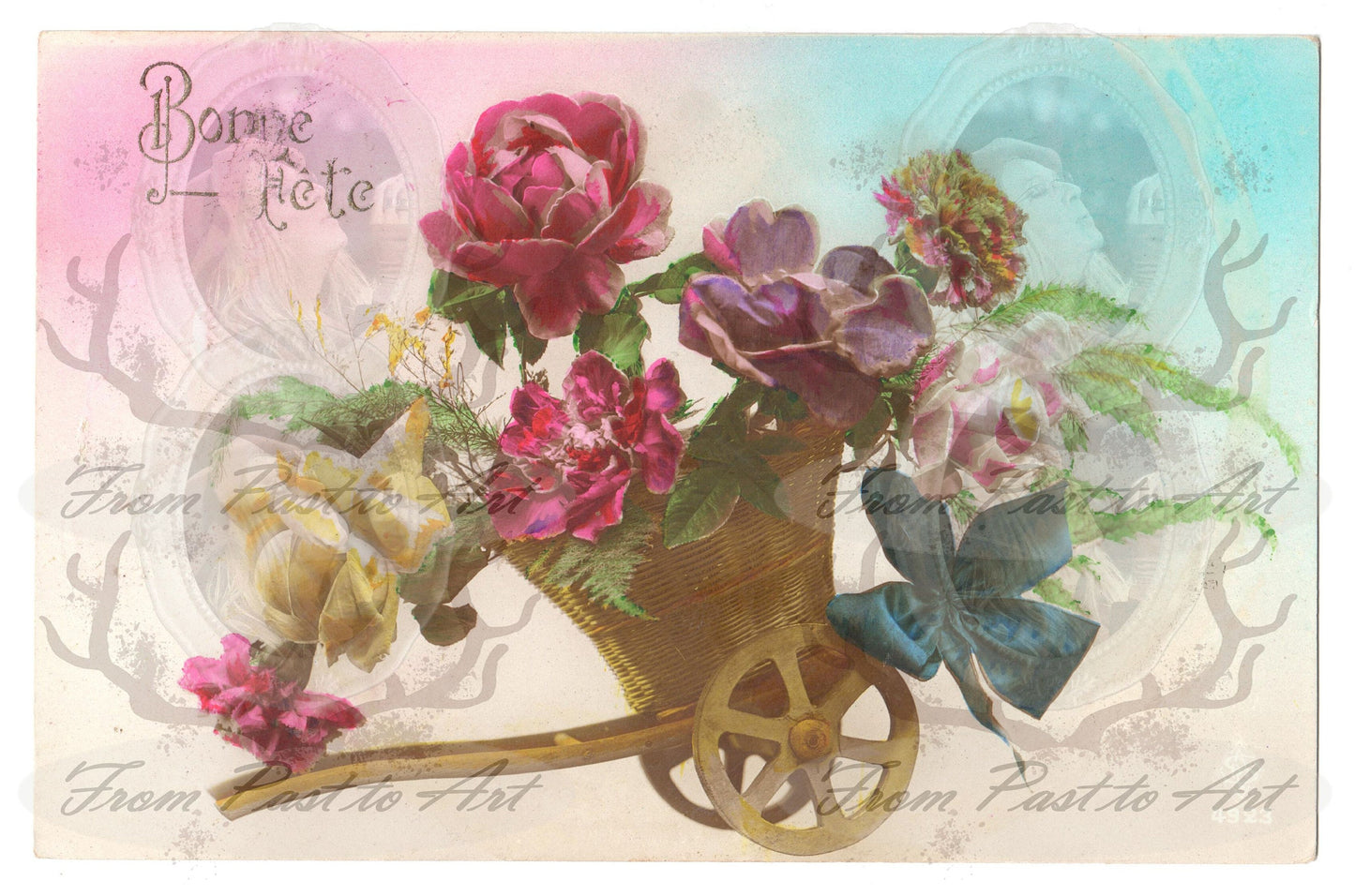 x 8 Authentic vintage French postcards - handwritten antique - Happy New Year- Holidays - Greetings-600dpi scans - Out of Collection of more than 400 postcards