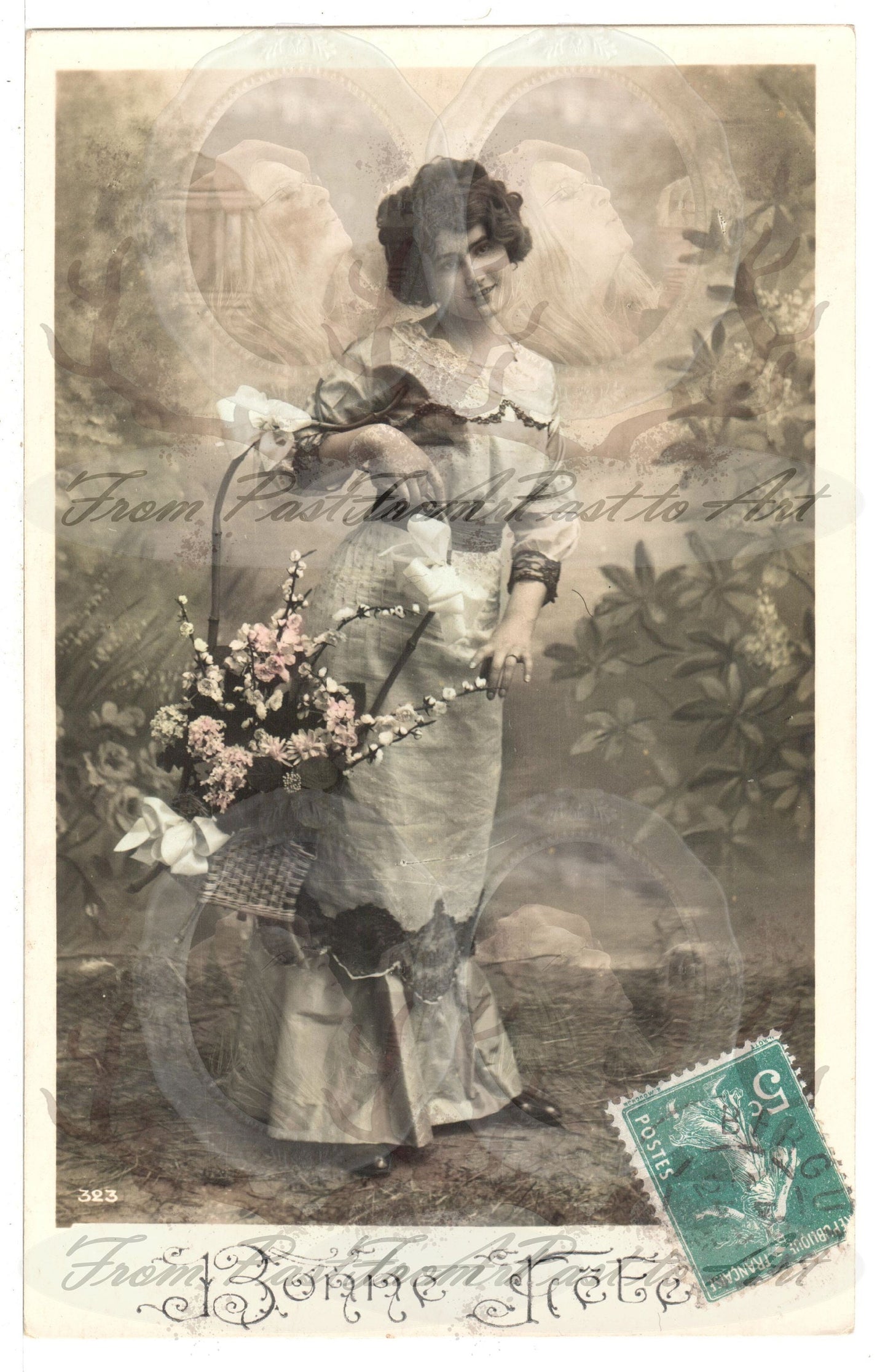 x 8 Authentic vintage French postcards - handwritten antique - Happy New Year- Holidays - Greetings-600dpi scans - Out of Collection of more than 400 postcards