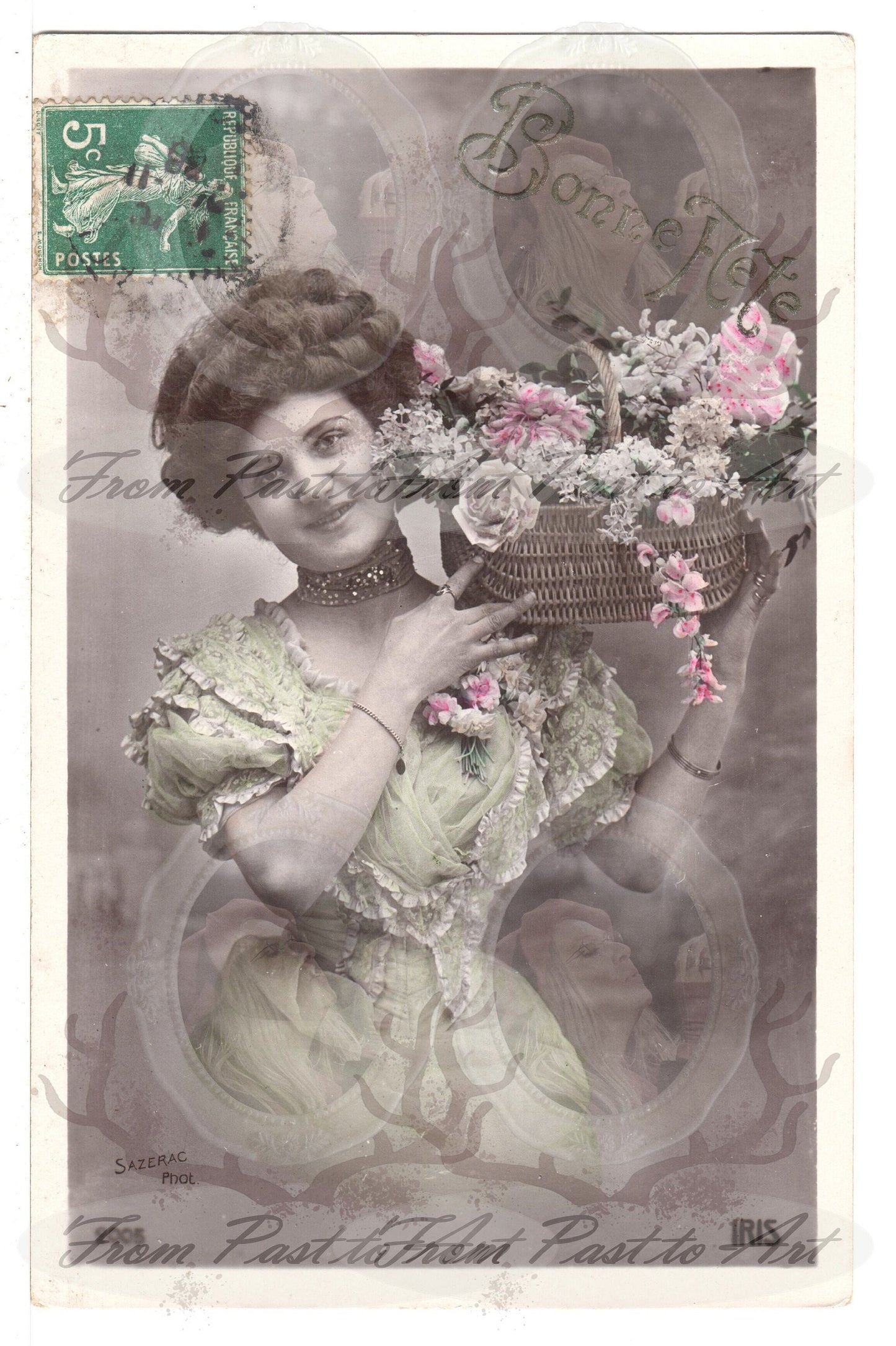 x 8 Authentic vintage French postcards - handwritten antique - Happy New Year- Holidays - Greetings-600dpi scans - Out of Collection of more than 400 postcards