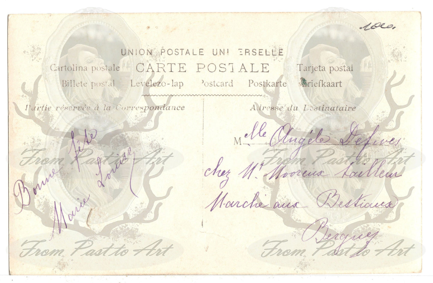 x 8 Authentic vintage French postcards - handwritten antique - Happy New Year- Holidays - Greetings-600dpi scans - Out of Collection of more than 400 postcards